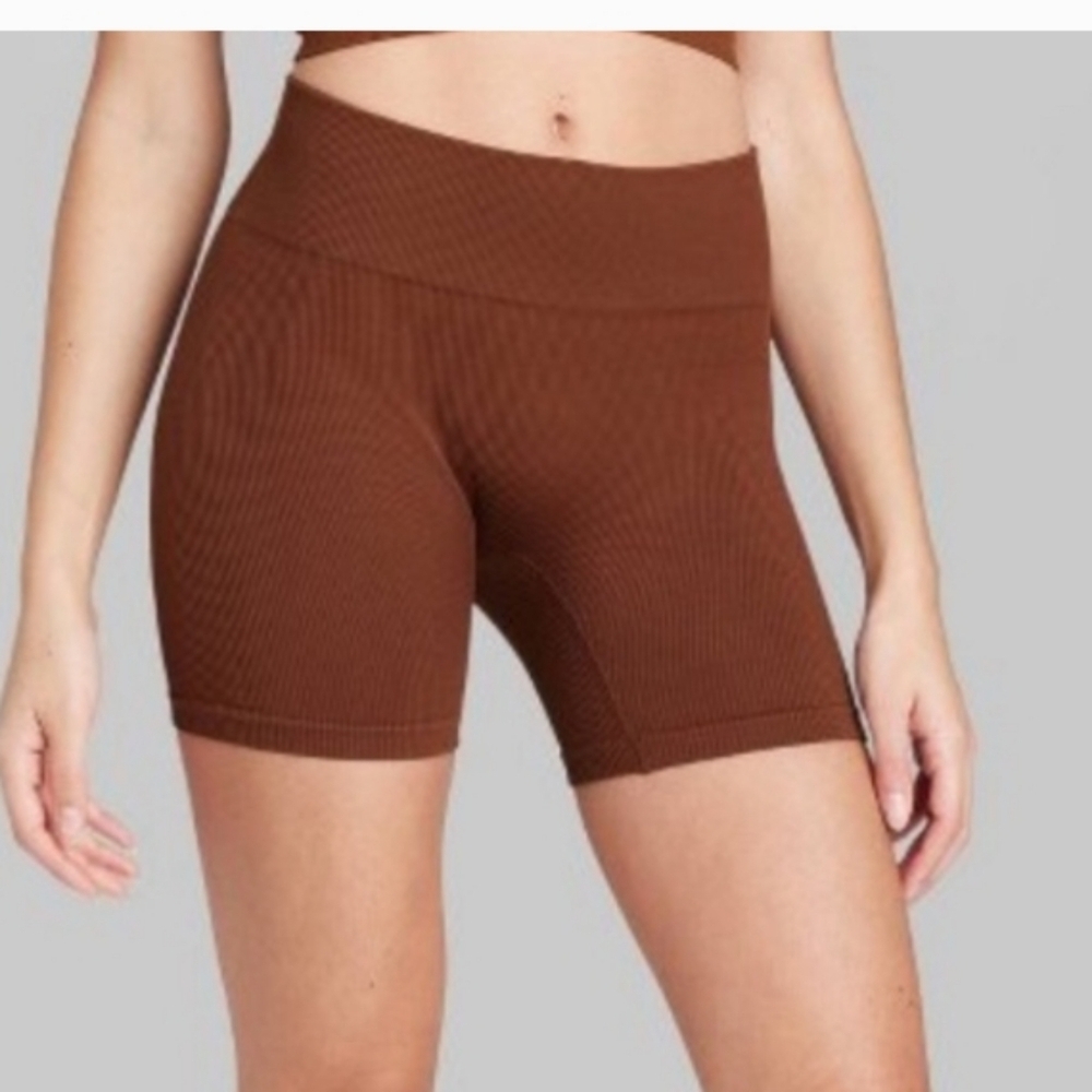 Women's High-Rise Seamless Bike Shorts - Wild Fable Dark Brown XXL